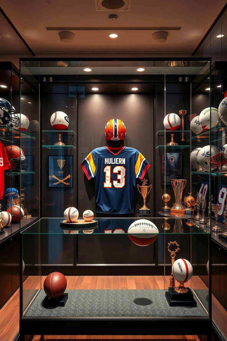 Designing a Classic Sports Memorabilia Display - 25 Man Cave Design Ideas