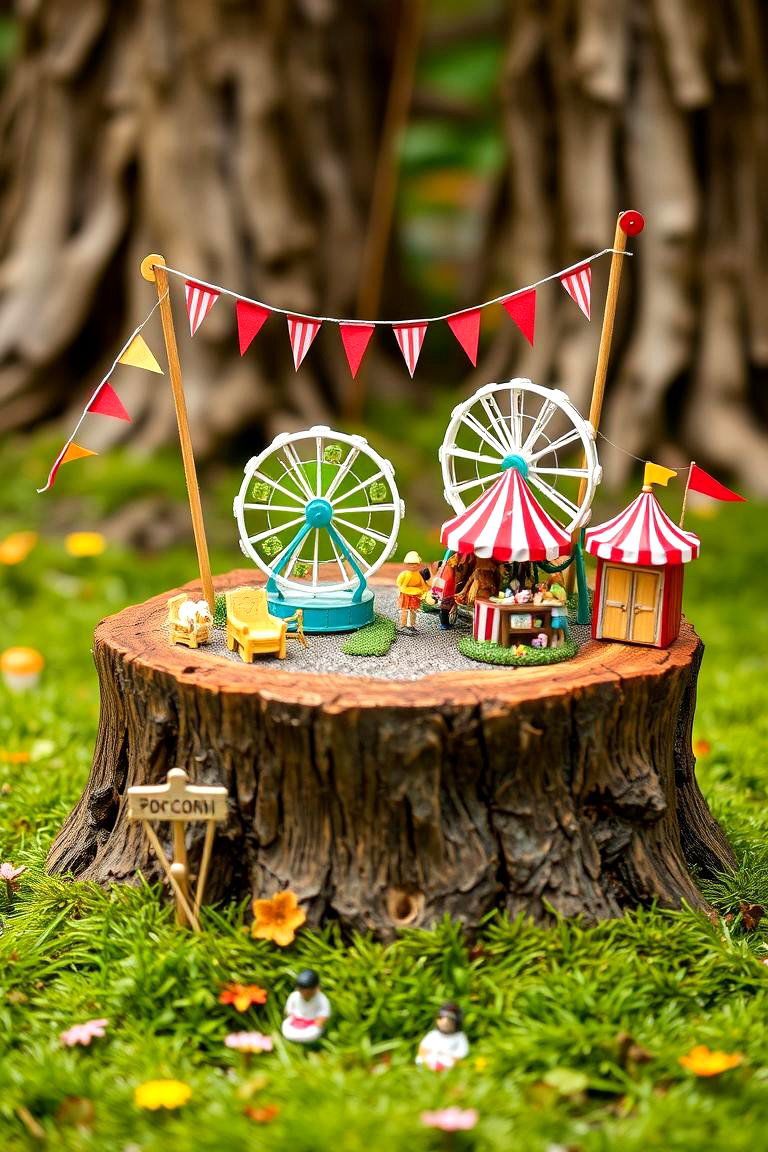 Designing a Fairy Carnival or Festival Scene - 25 Tree Stump Fairy Garden Ideas
