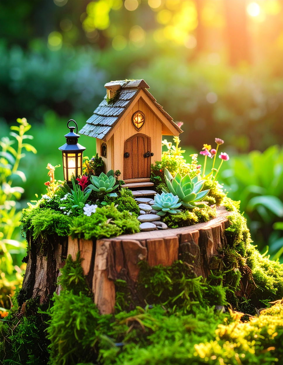 Designing a Miniature Herb or Succulent Garden Tree Stump Fairy Garden Ideas