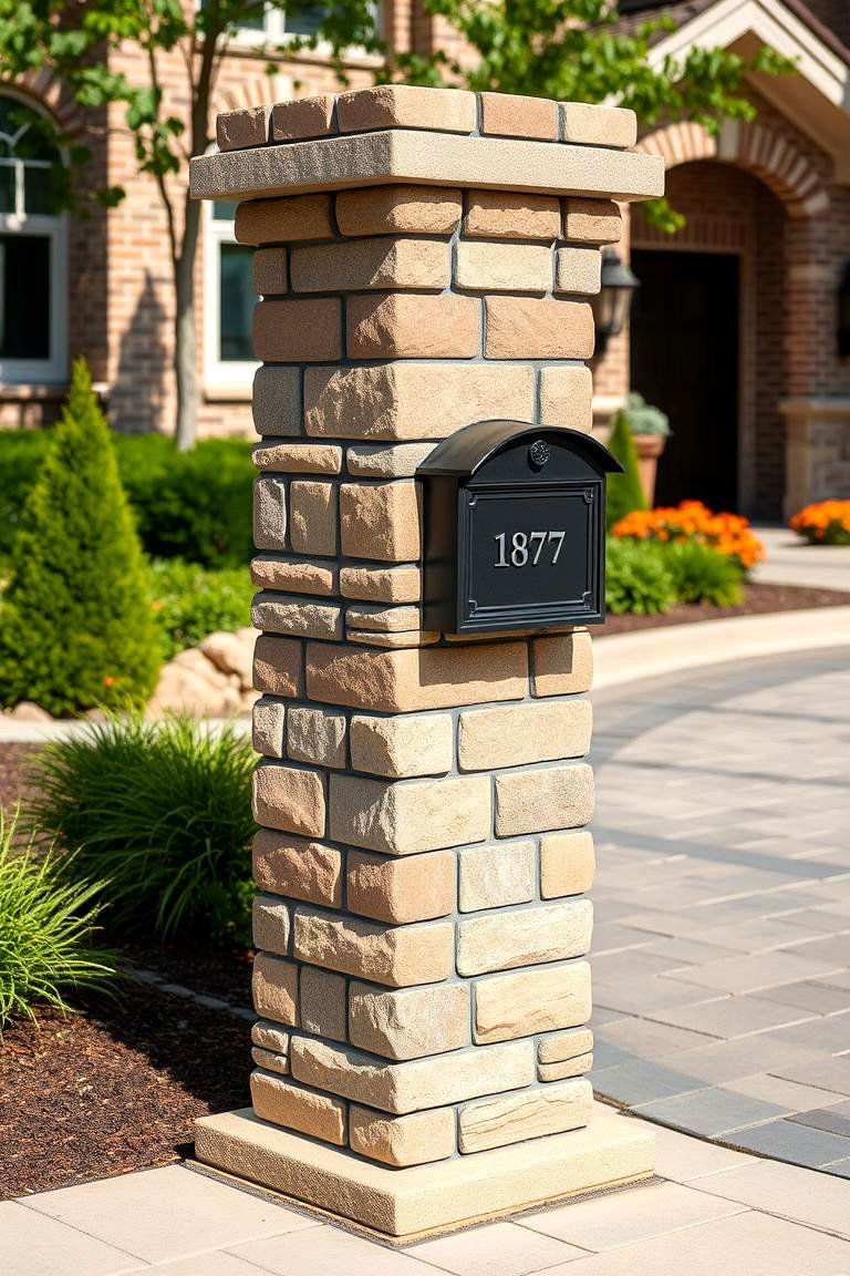 Designing a Stone or Brick Pillar Post for Grandeur - 25 Mailbox Post Ideas