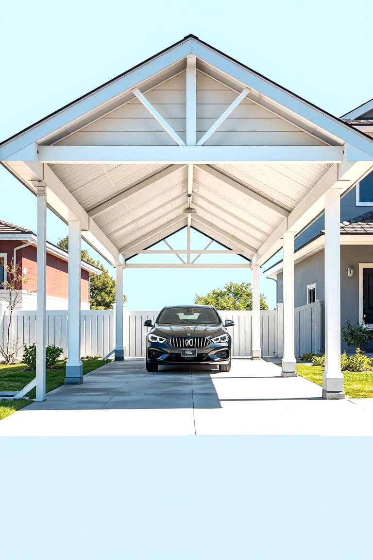 Detached Car Porch with Covered Walkway - 25 Car Porch Design Ideas