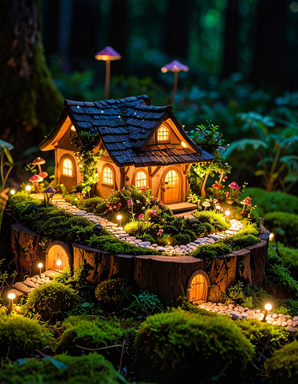 Developing a Glow in the Dark Fairy Garden Tree Stump Fairy Garden Ideas