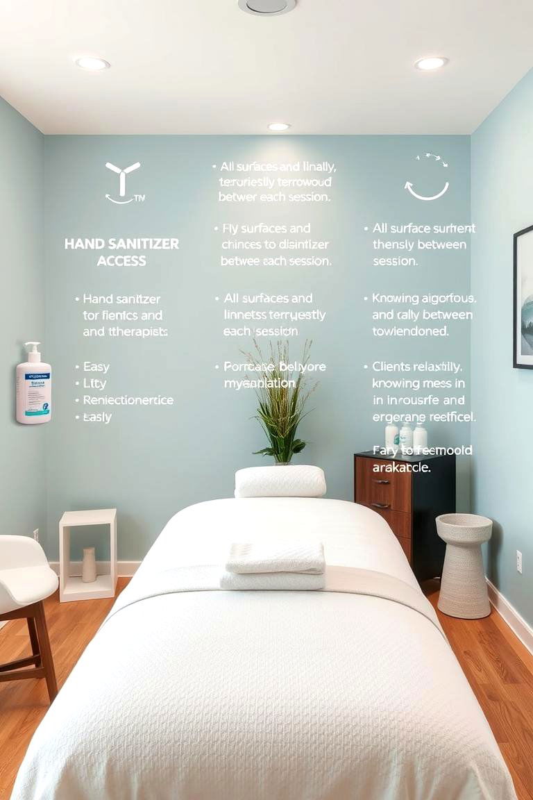 Disinfectant and Sanitizer Access - 25 Massage Room Setup Ideas