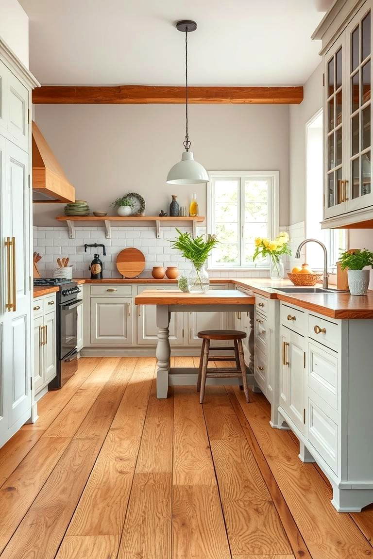 Distressed Wooden Floors - 25 French Country Kitchen Ideas