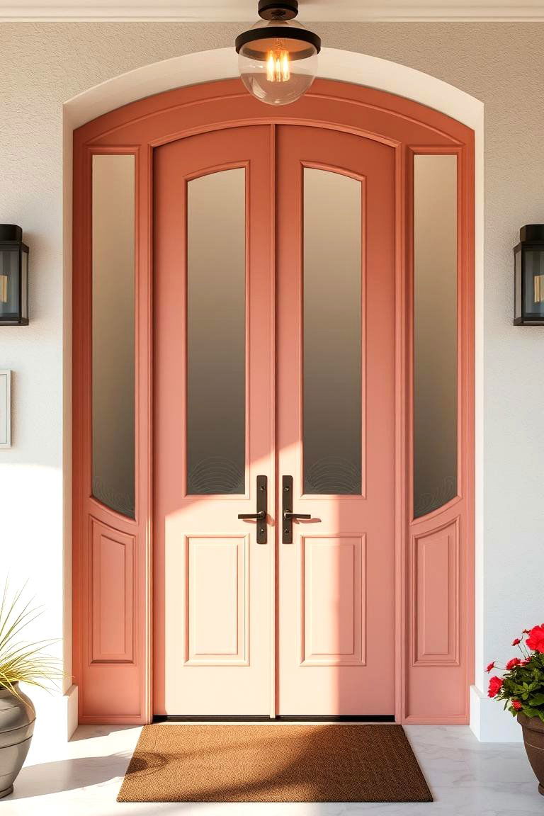Door with Glass Panels - 25 Front Door Decor Ideas