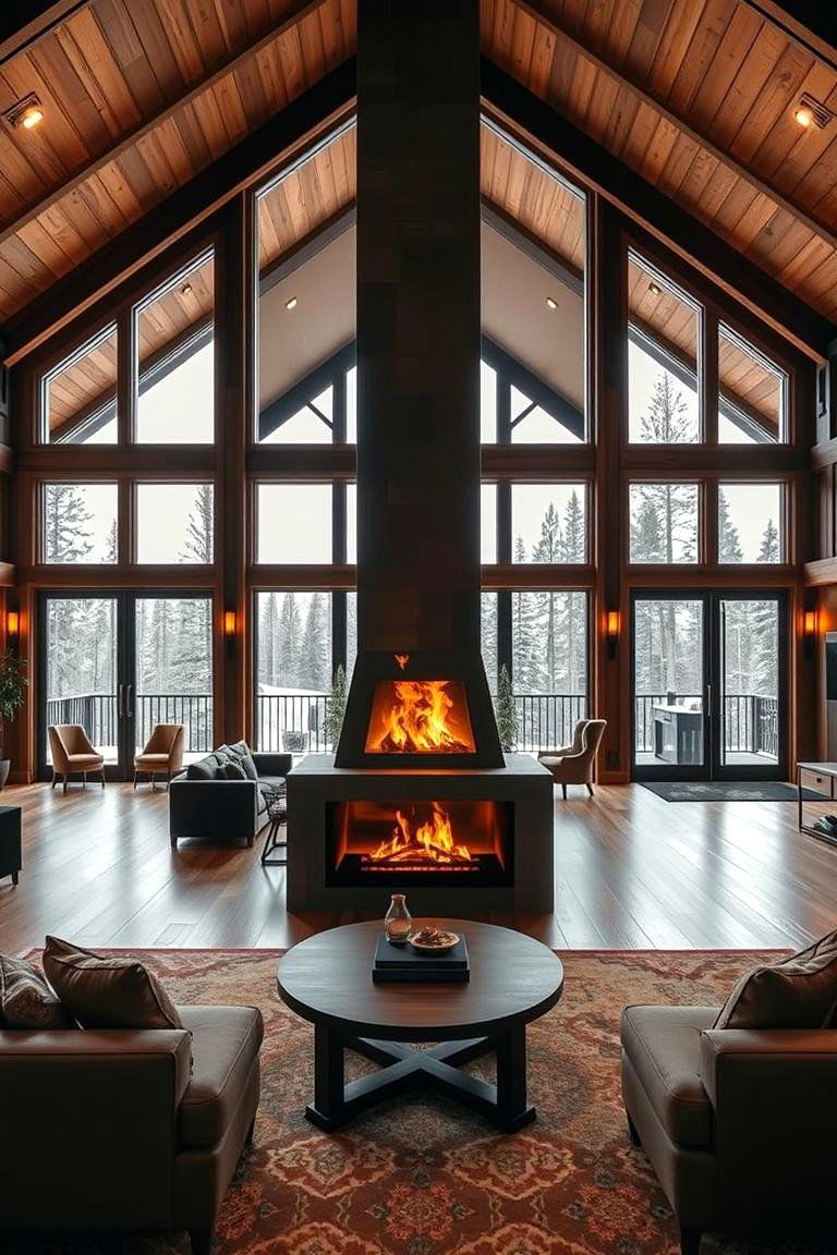 Double Sided Fireplace - 25 Cabin Fireplace Ideas