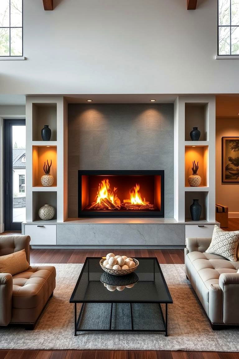 Double Sided Fireplace - 25 Fireplace Built-in Ideas