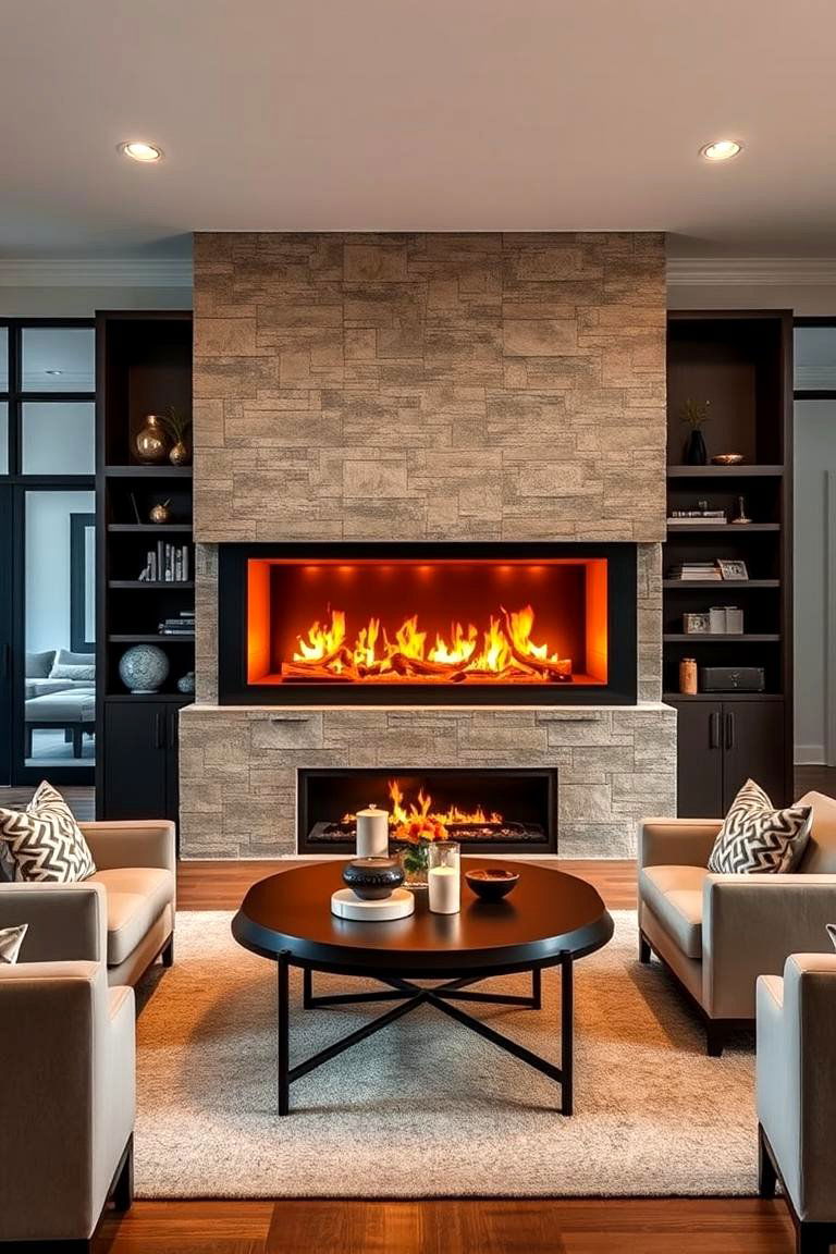Double Sided Fireplaces for Dual Ambiance - 25 Traditional Fireplaces