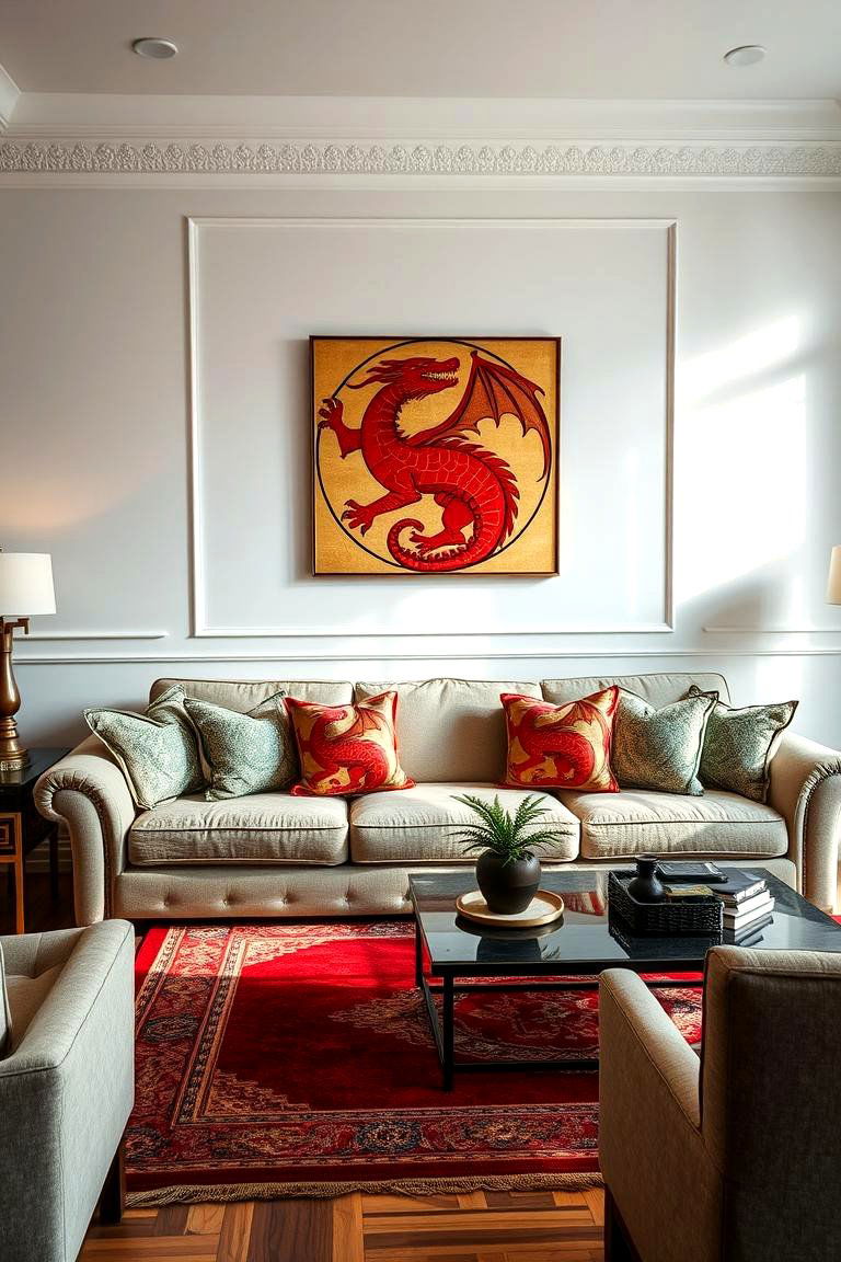 Dragon Motifs for Symbolic Strength - 25 Chinoiserie Living Room Ideas