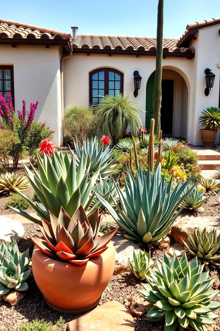 Drought Resistant Succulents for Low Maintenance - 25 front yard spanish style landscaping ideas