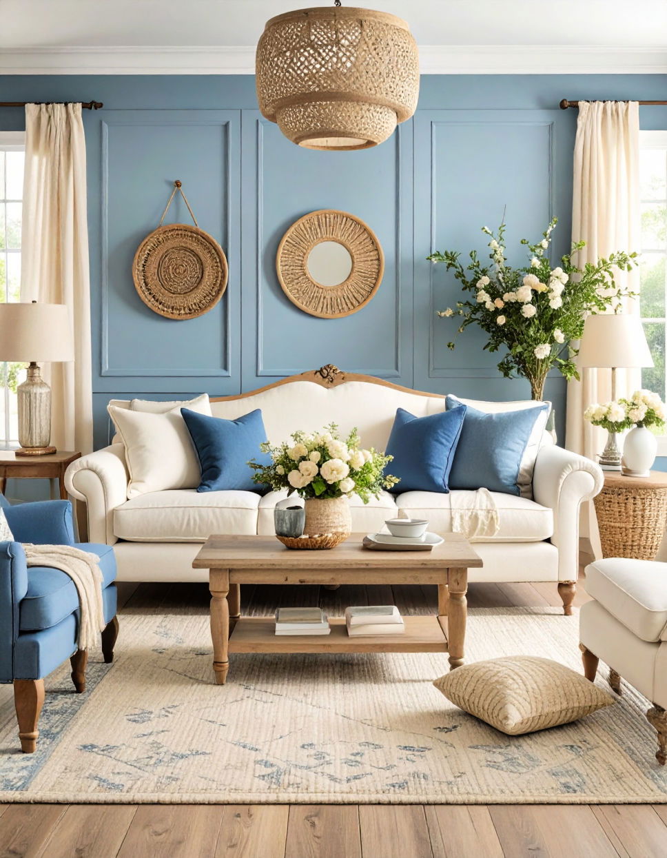 Dusty Blue and Cream for Shabby Chic Appeal Two Colour Combination for Living Room