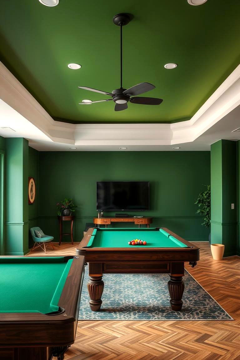 Earthy Greens for a Relaxed Nature Inspired Feel - 25 Game Room Paint Ideas