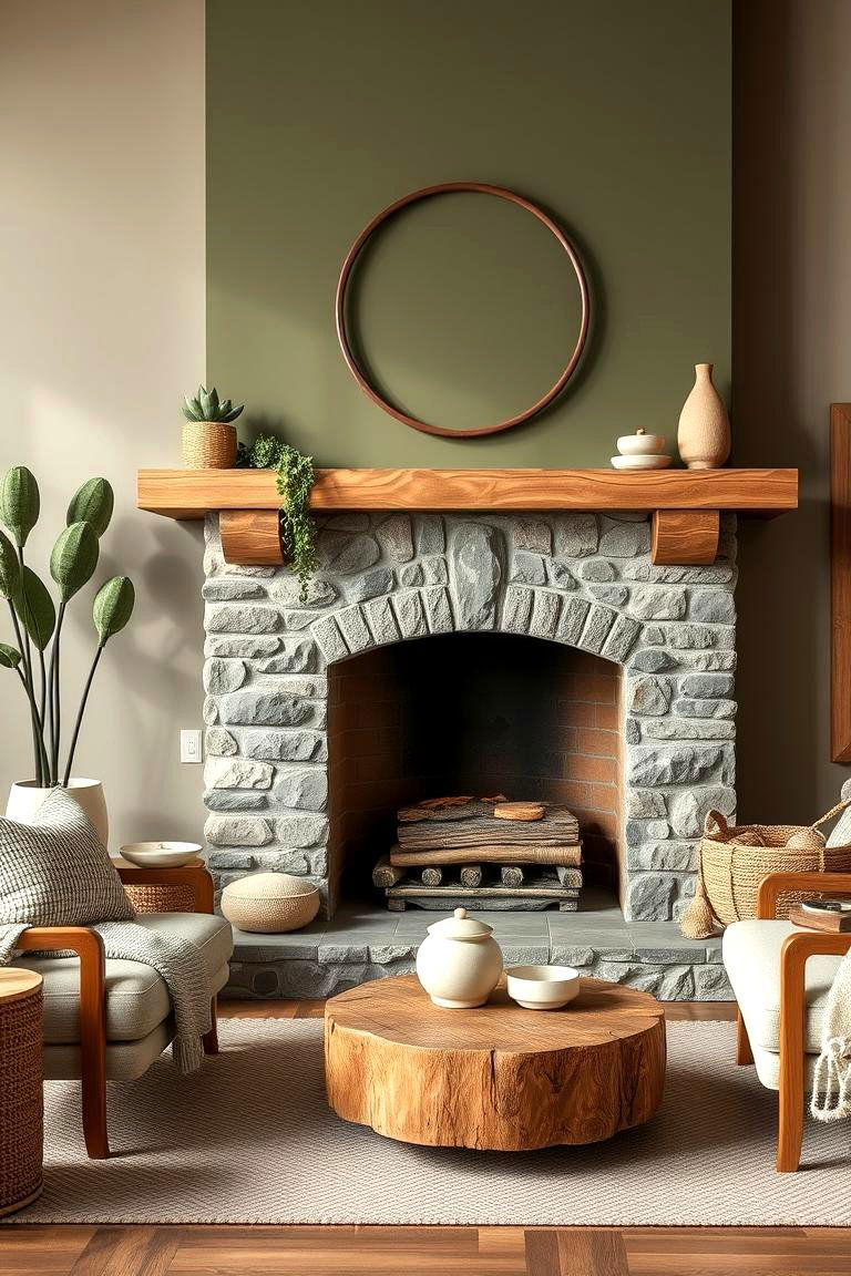 Earthy Olive Green for a Natural Vibe - 25 Fireplace Paint Ideas