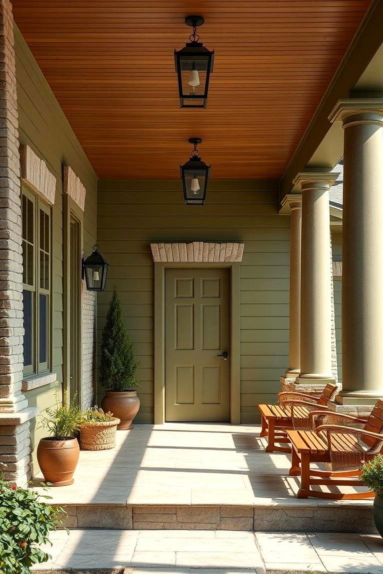 Earthy Olive for Understated Elegance - 25 Porch Paint Colors