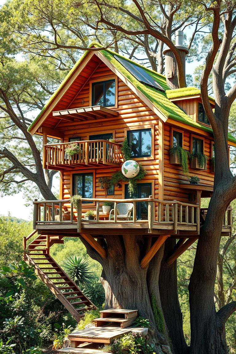 Eco Friendly Treehouse with Sustainable Materials - 25 Tree House Ideas