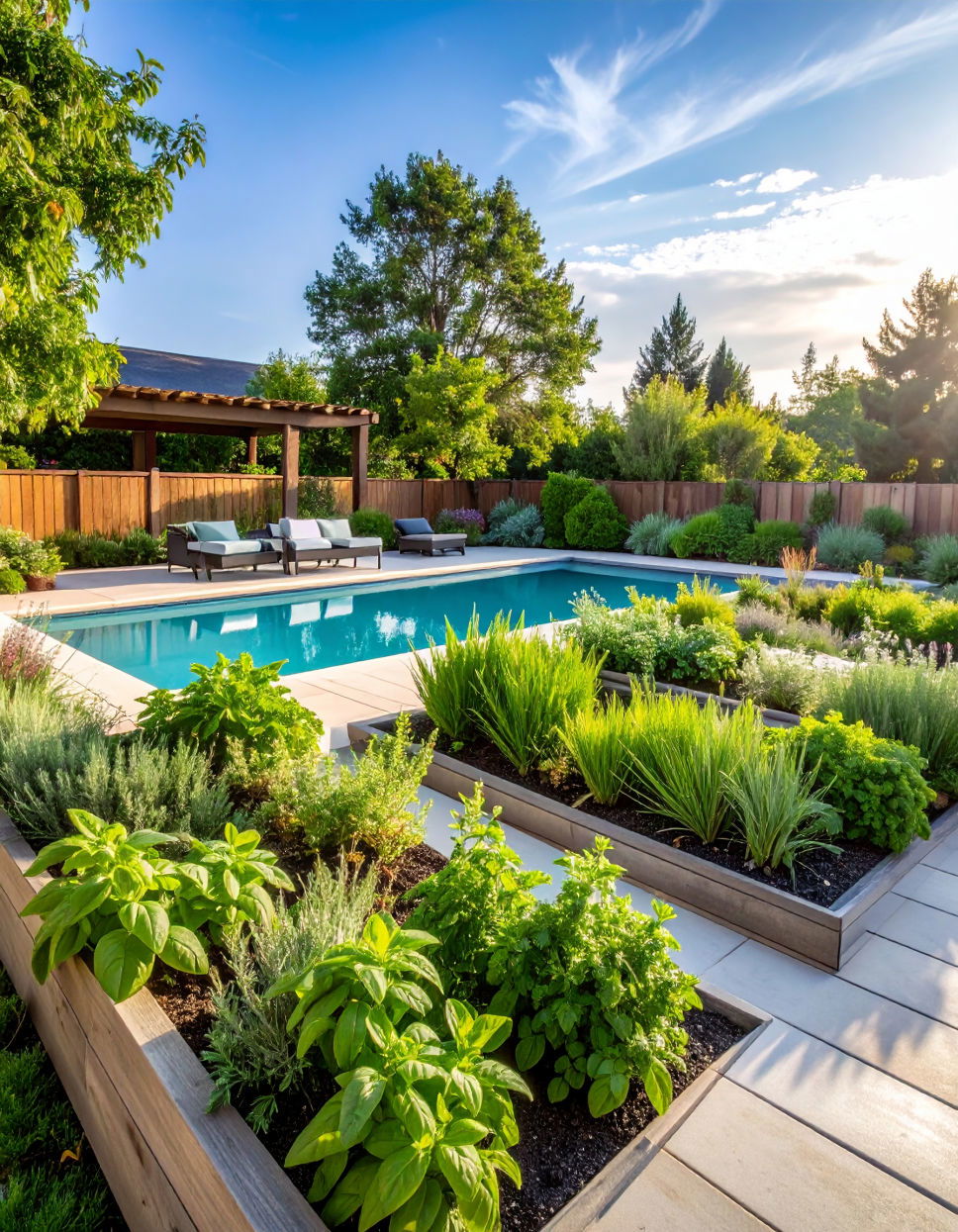 Edible Herb Borders for Poolside Cocktails