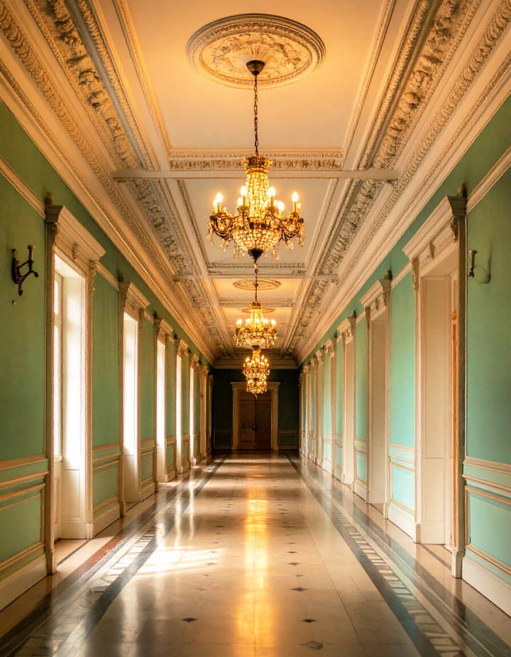 Elaborate Ceiling Molding Victorian Hallway Ideas