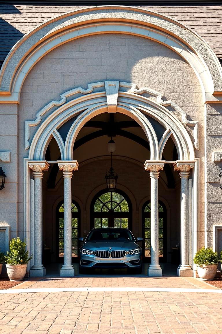 Elegant Arched Car Porch - 25 Car Porch Design Ideas