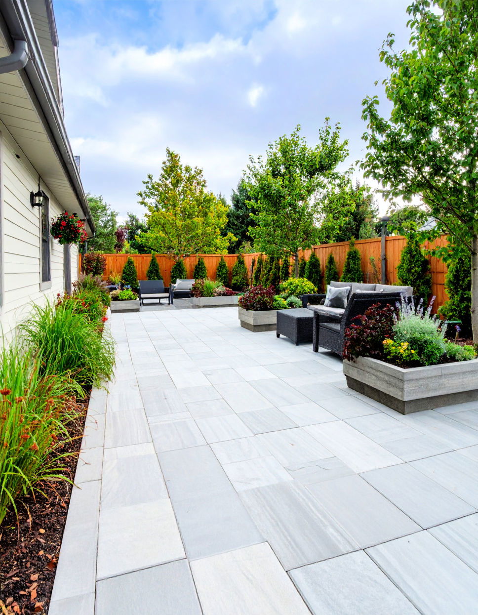 Elegant Flagstone Patio with Built in Planters