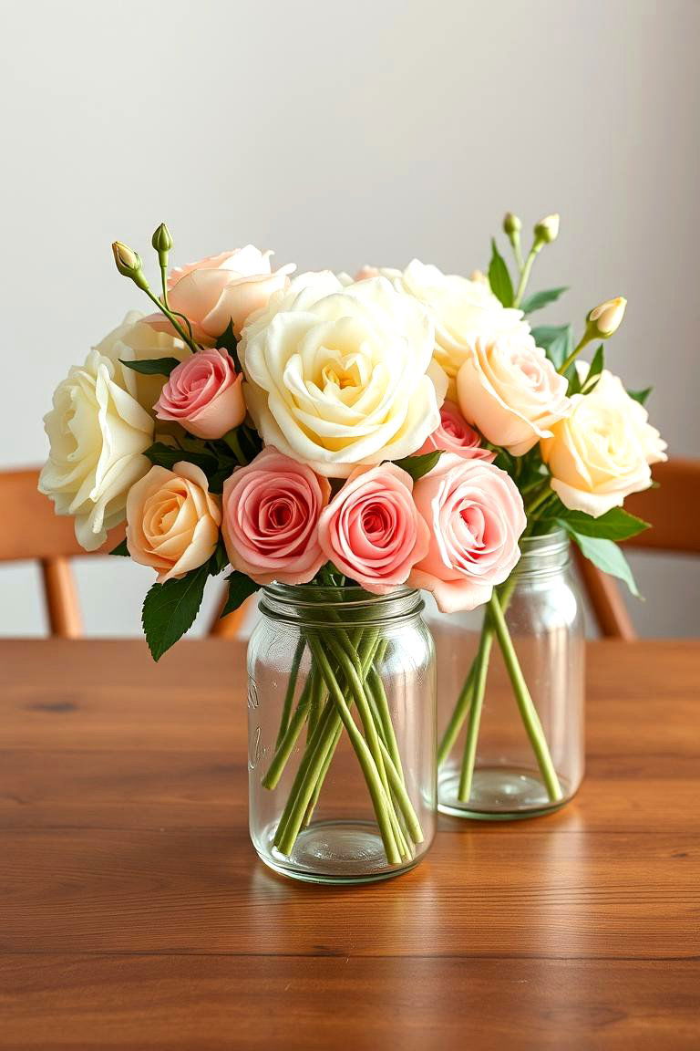 Elegant Floral Mason Jar Displays - 25 Mason Jar Centerpiece Ideas