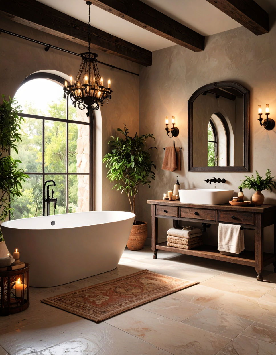 Elegant Iron Fixtures and Accessories Tuscan Bathroom Ideas