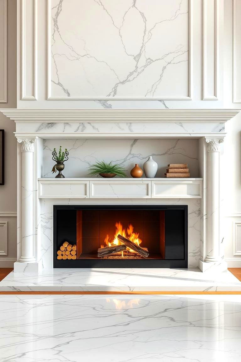 Elegant Marble Surroundings for Refined Aesthetics - 25 Traditional Fireplaces