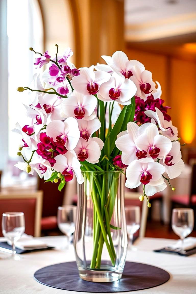 Elegant Orchid Vase - 25 Flower Centerpiece Ideas