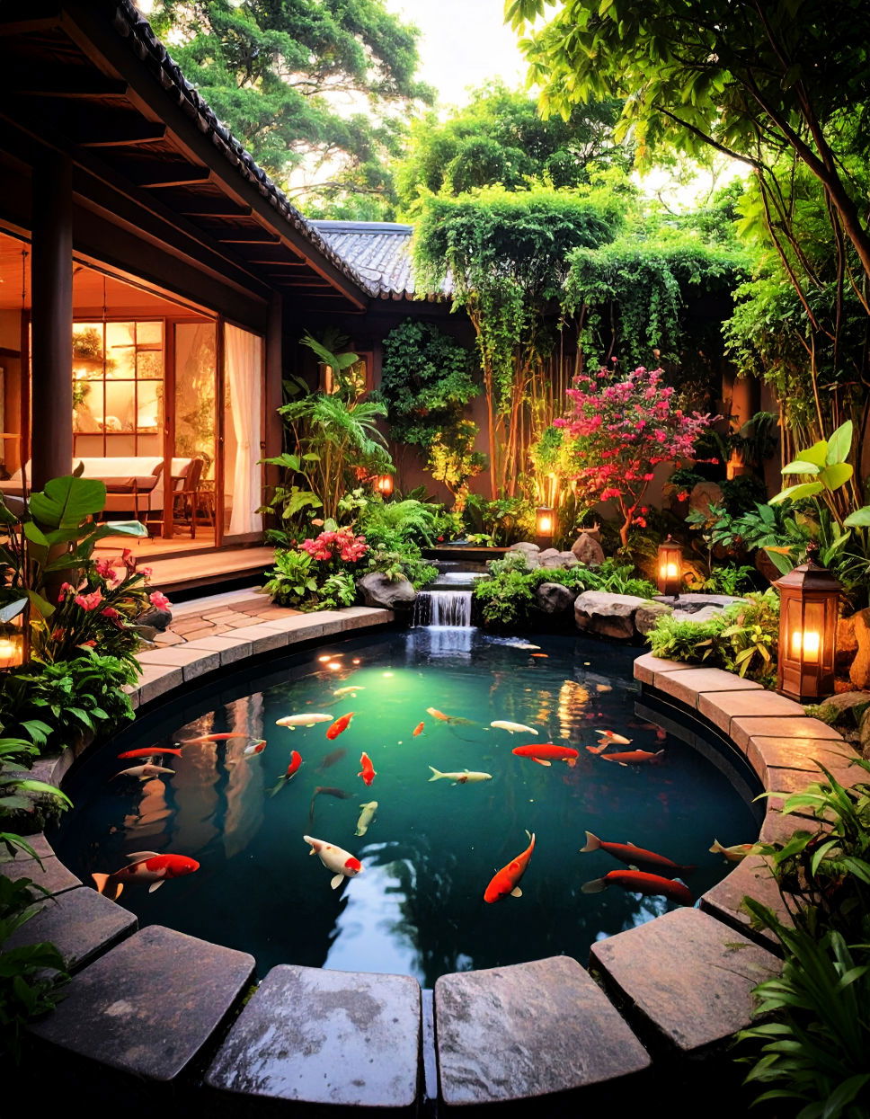 Elegant Tropical Fish Pond
