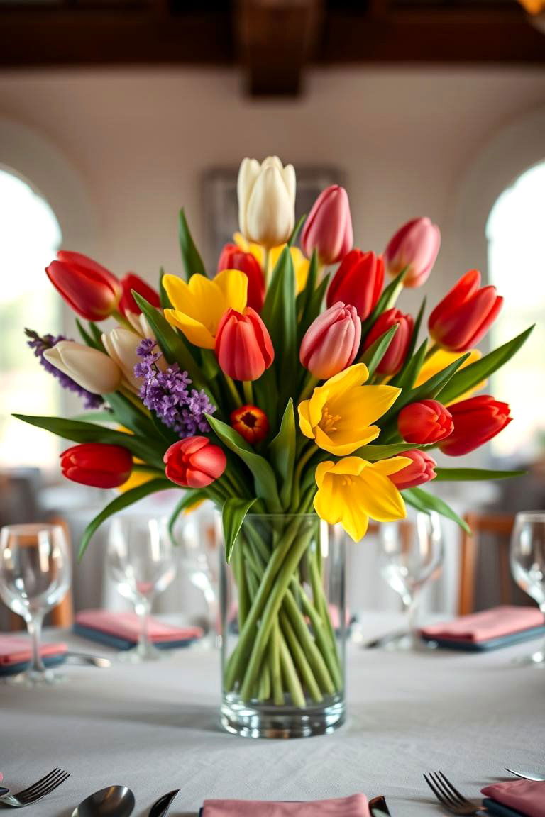 Elegant Tulip Display - 25 Flower Centerpiece Ideas