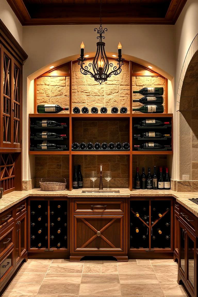 Elegant Wine Storage for Tuscan Flair - 25 Tuscan Kitchen Design Ideas