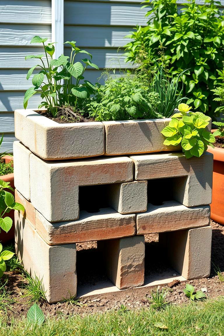 Elevated Herb Garden - 25 Cinder Block Garden Ideas