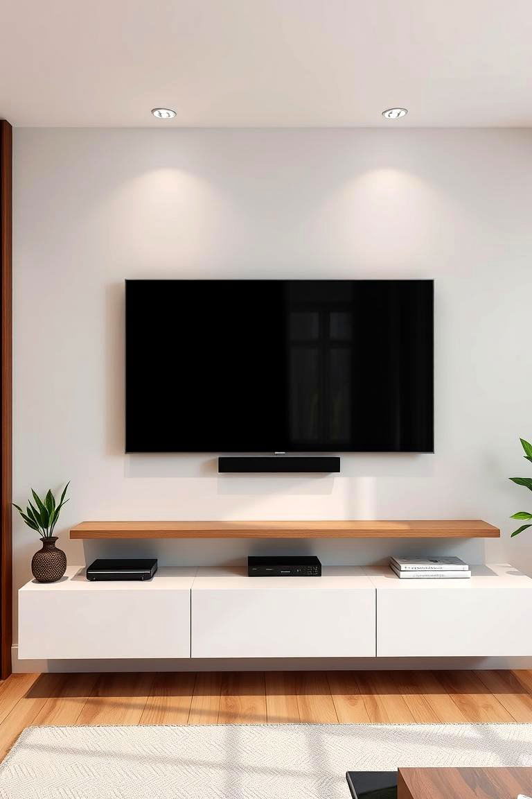 Elevated Viewing with Wall Mounted TV - 25 Tv Room Ideas