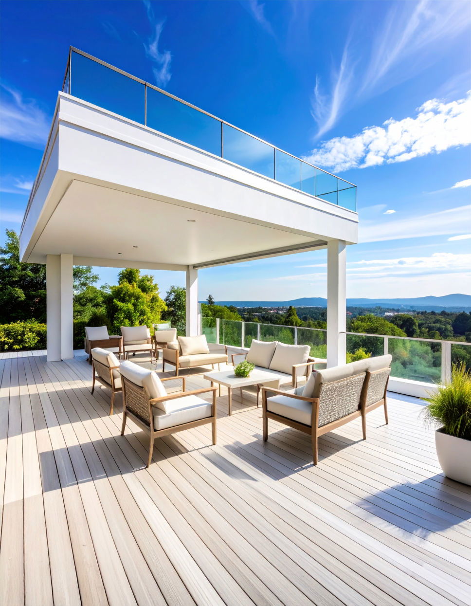 Elevated White Deck for Panoramic Views