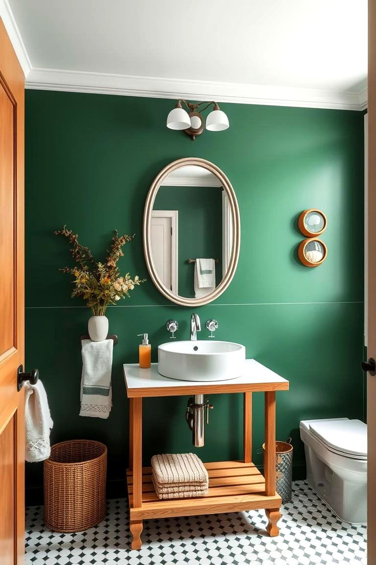 Embrace Bold Green Wall Accents - 25 Forest Green Bathroom Ideas