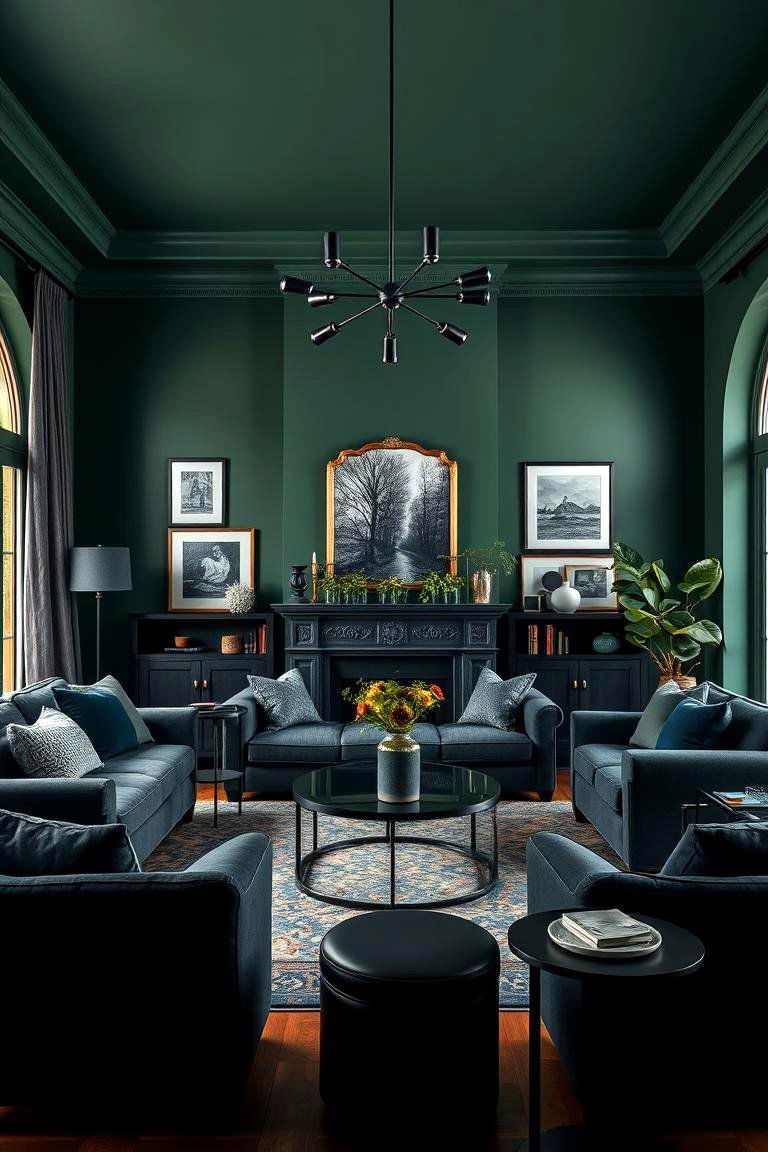 Embrace Darker Accents for Drama - 25 Forest Green Living Room Ideas