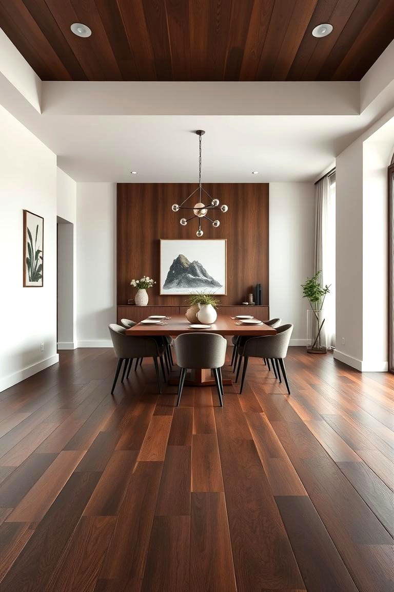 Embrace Minimalism with Clean Lines - 25 dark wood floor dining room ideas