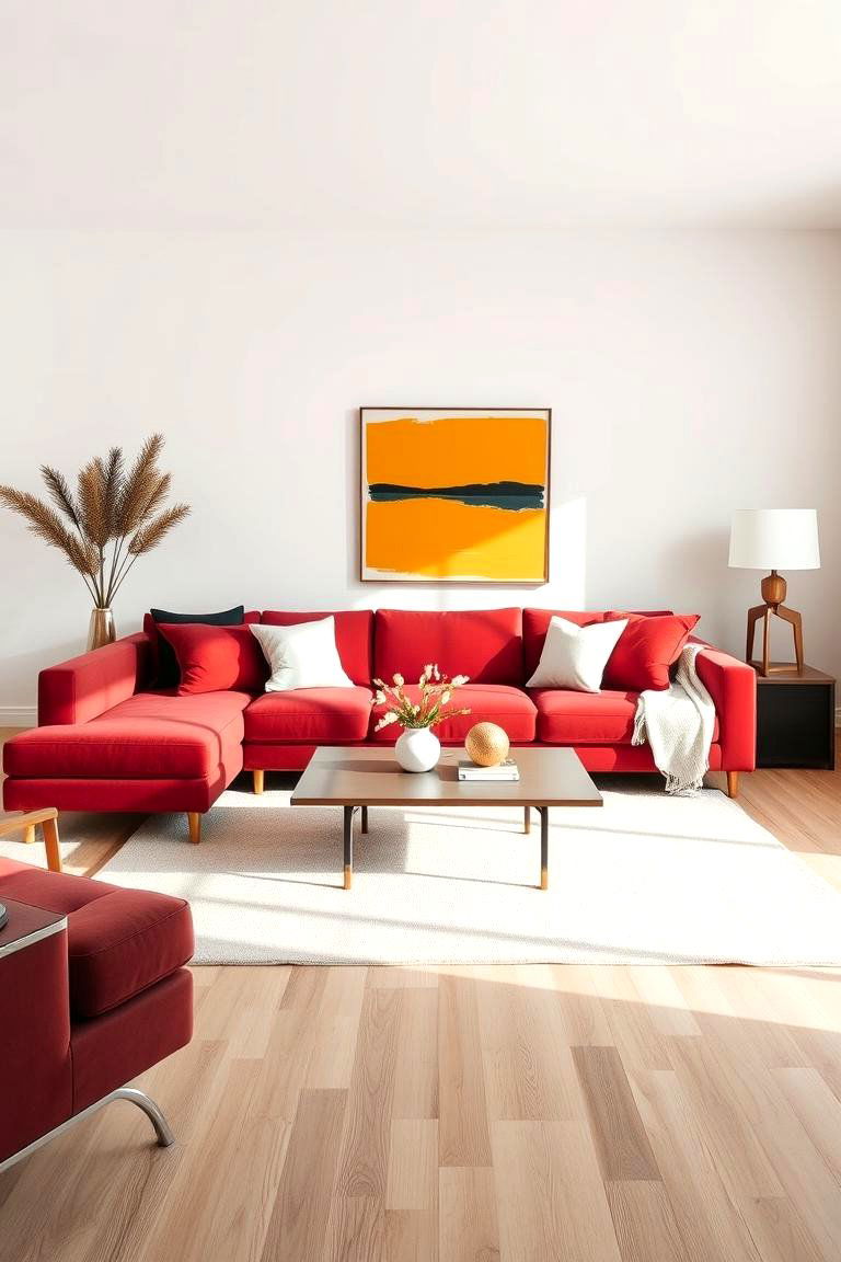 Embrace Minimalism with a Simple Sleek Design - 25 Burgundy Sofa Living Room Ideas