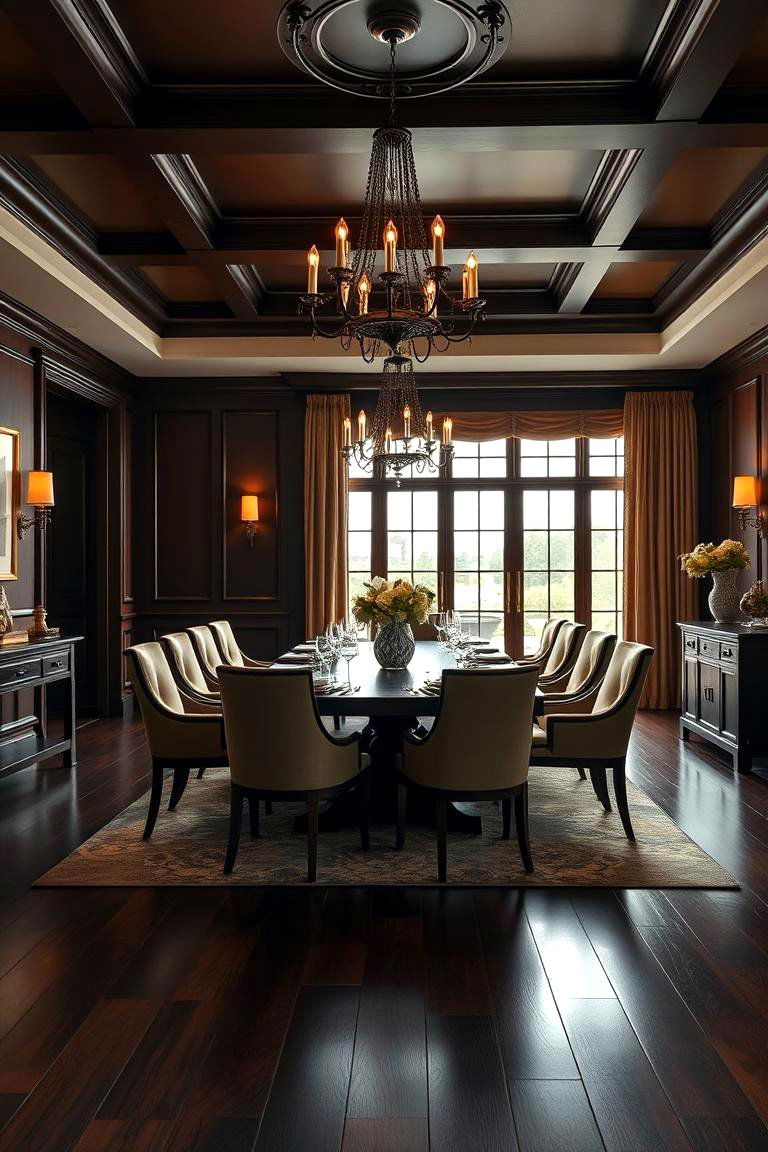 Embrace a Formal Dining Room Setting - 25 dark wood floor dining room ideas