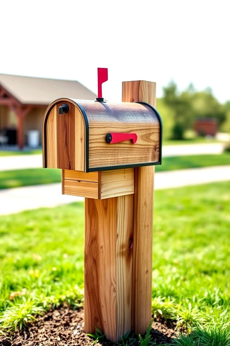 Embracing Rustic Charm with Cedar Mailbox Posts - 25 Mailbox Decor Ideas