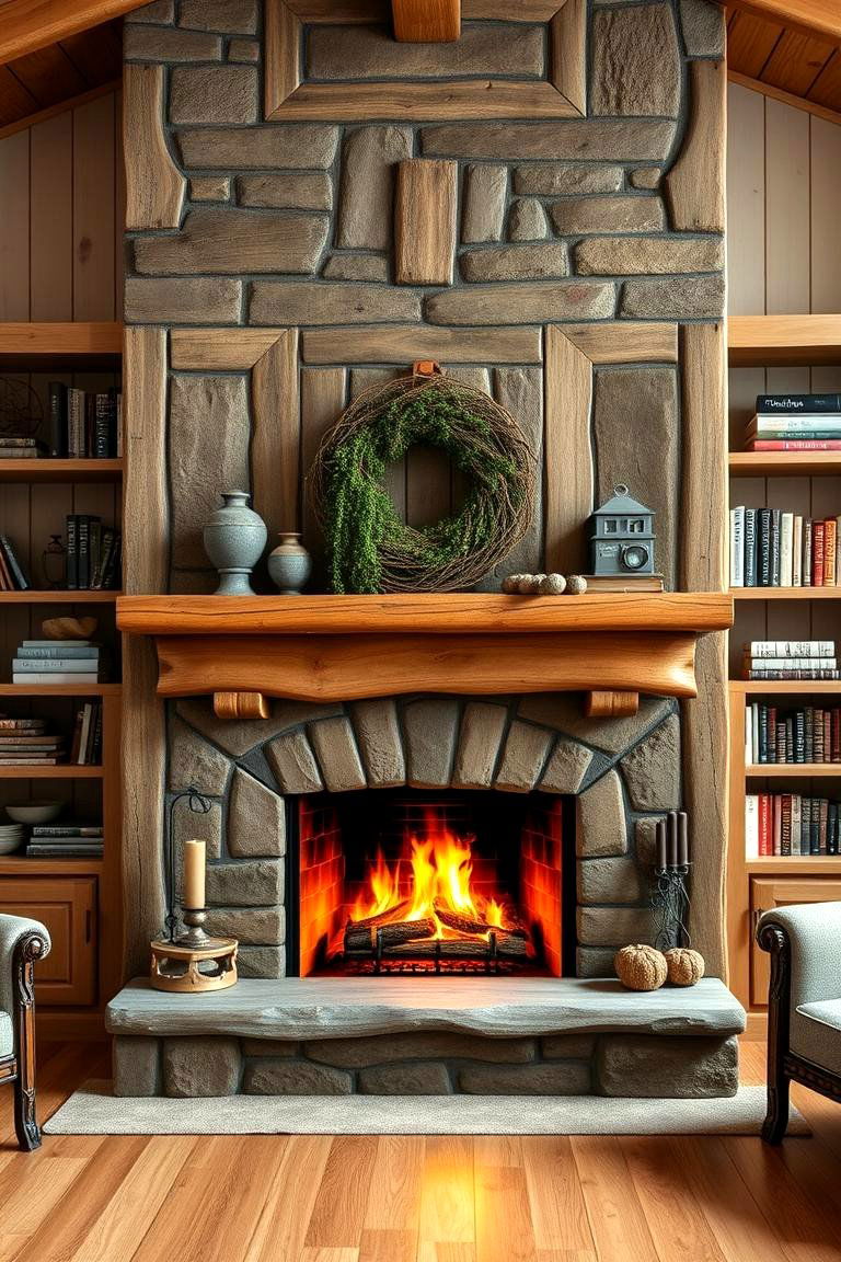 Embracing the Rustic Charm of a Fireplace with Bookshelves - 25 Fireplace With Bookshelves