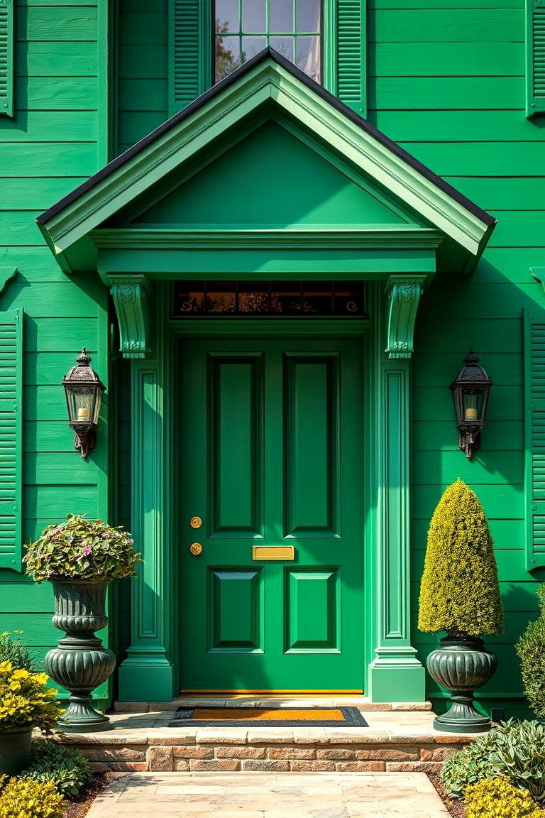 Emerald Green for a Bold Dramatic Statement - 25 Green Exterior House Paint Ideas