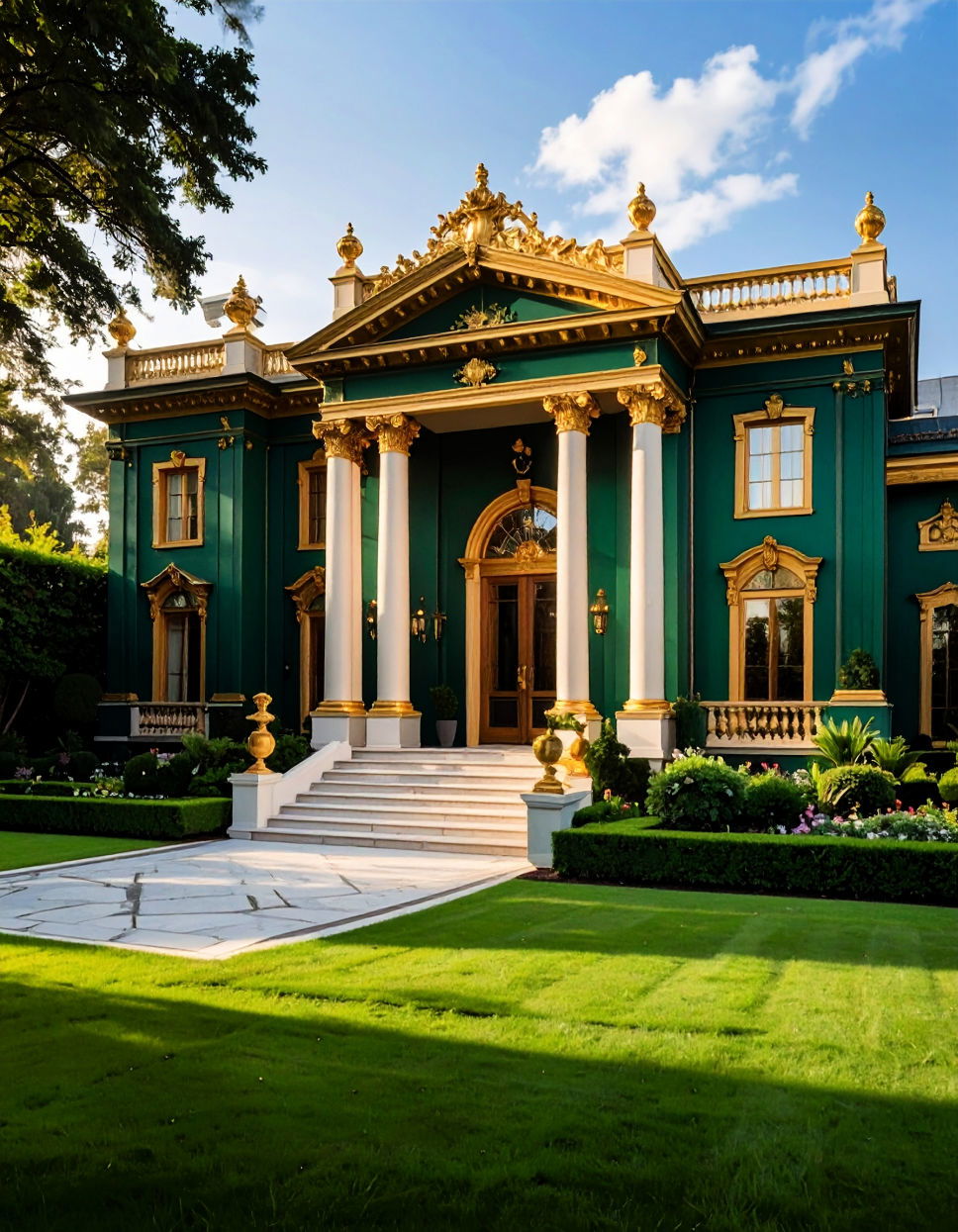 Emerald Green with Gold Accents for a Luxurious Look
