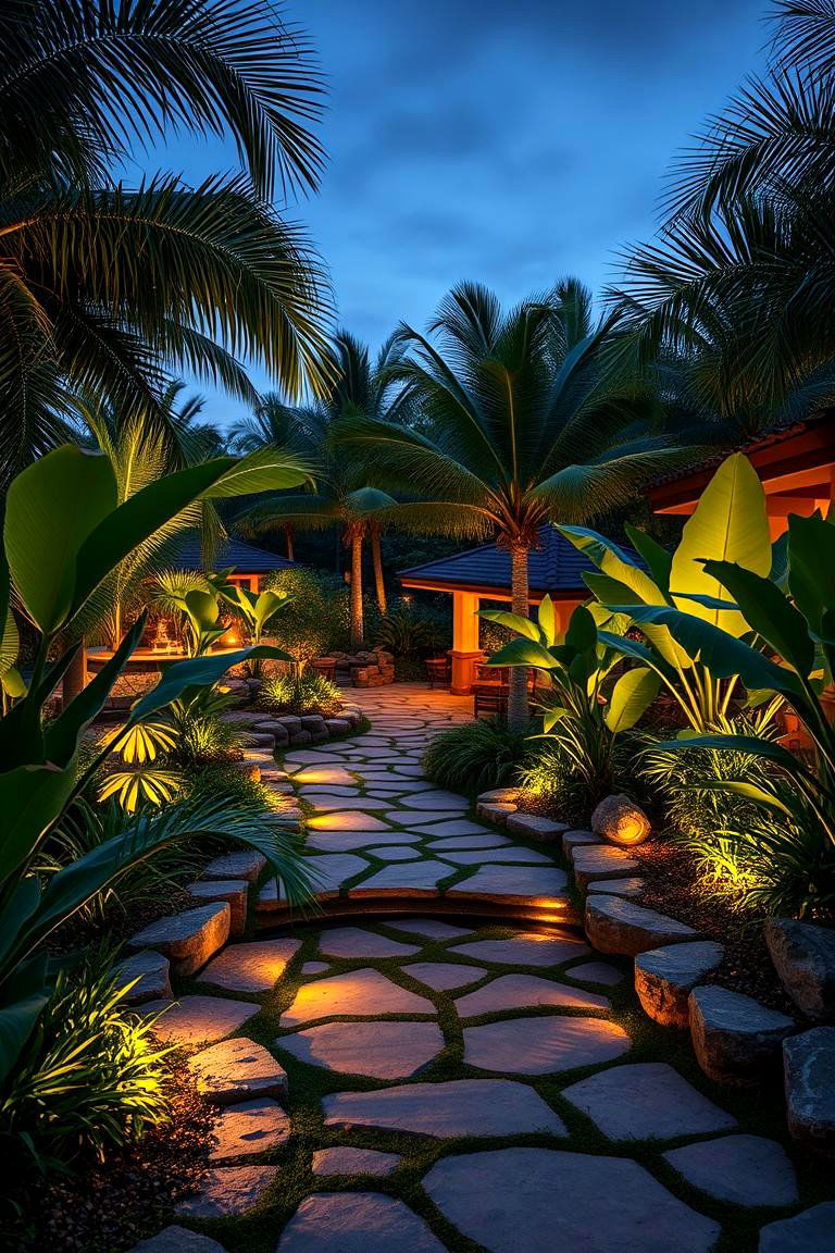 Emphasizing Outdoor Lighting for Evening Ambiance - 25 Tropical Landscape Ideas