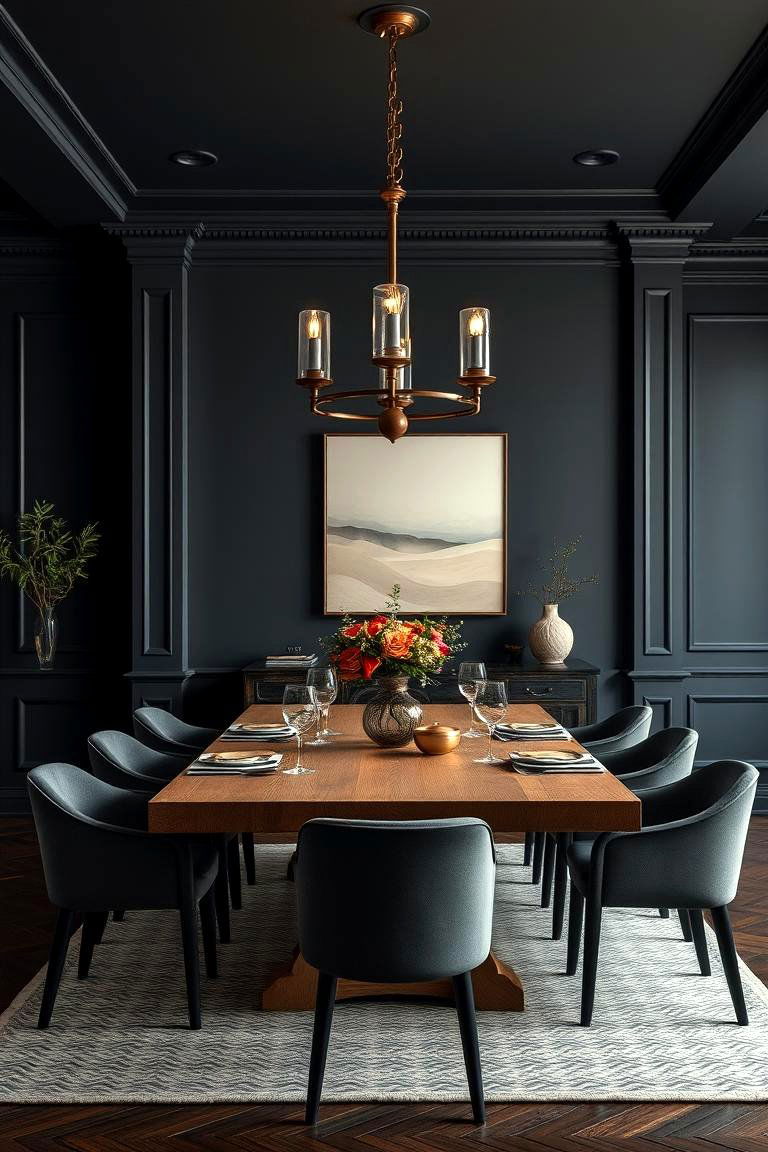 Employ a Rich Dark Color Palette for Depth - 25 masculine dining room ideas