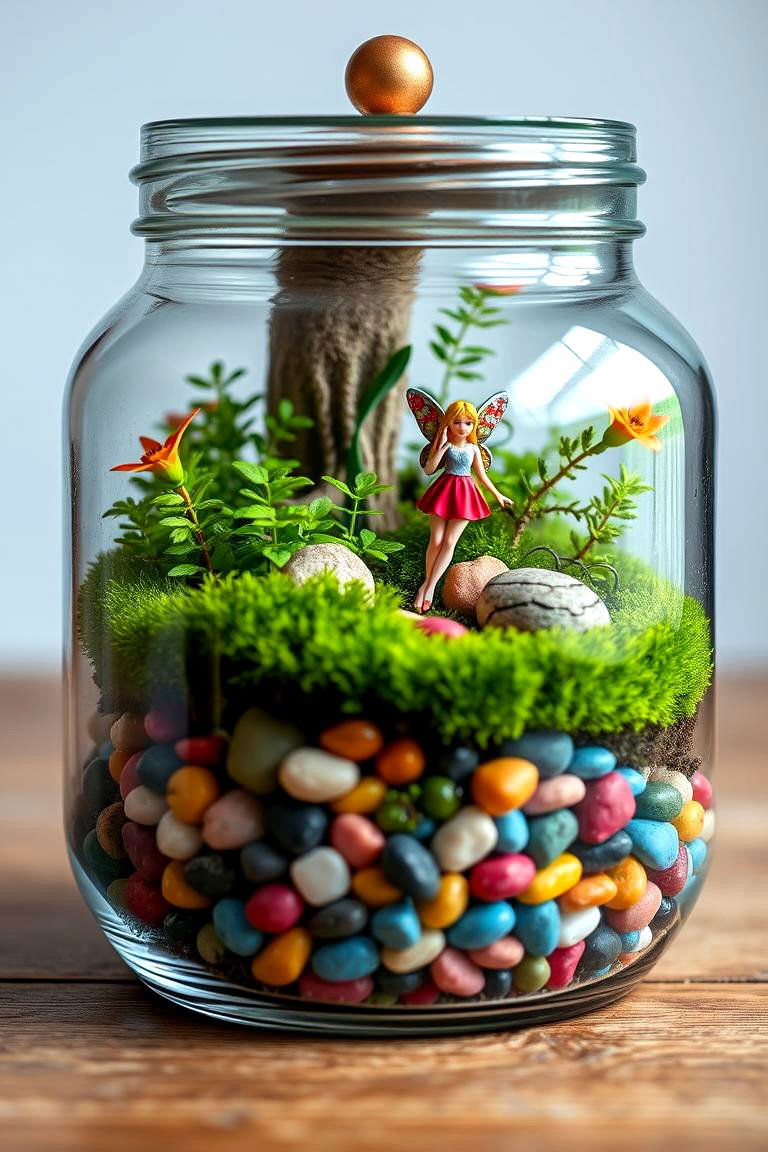 Enchanted Fairy Garden in a Glass Jar - 25 Fairy Garden Container Ideas