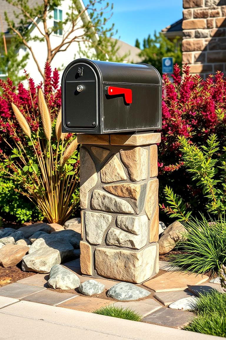 Enhancing with Decorative Stones or Pavers - 25 Mailbox Landscaping Ideas