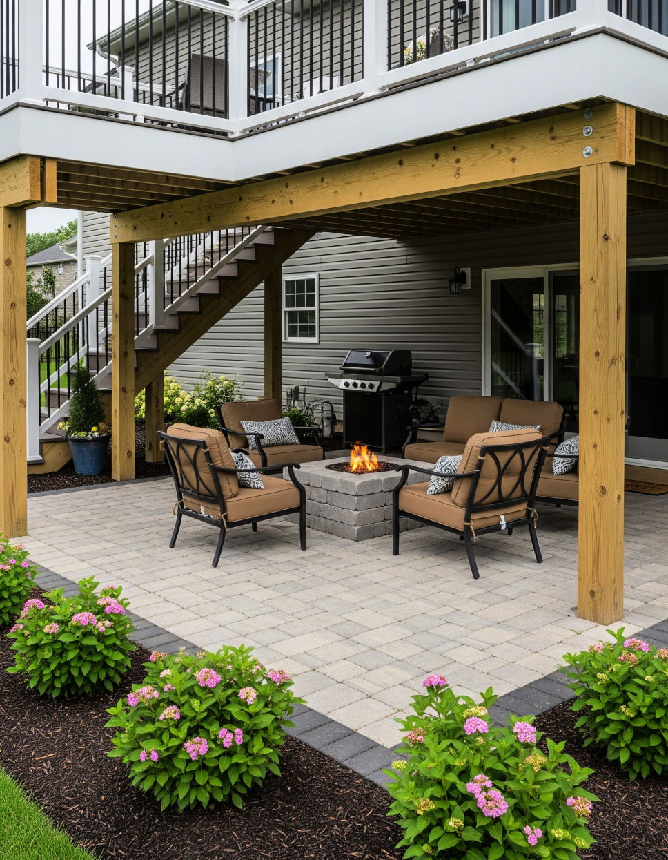 Establishing a Paved Patio Area Under Deck Landscaping Ideas