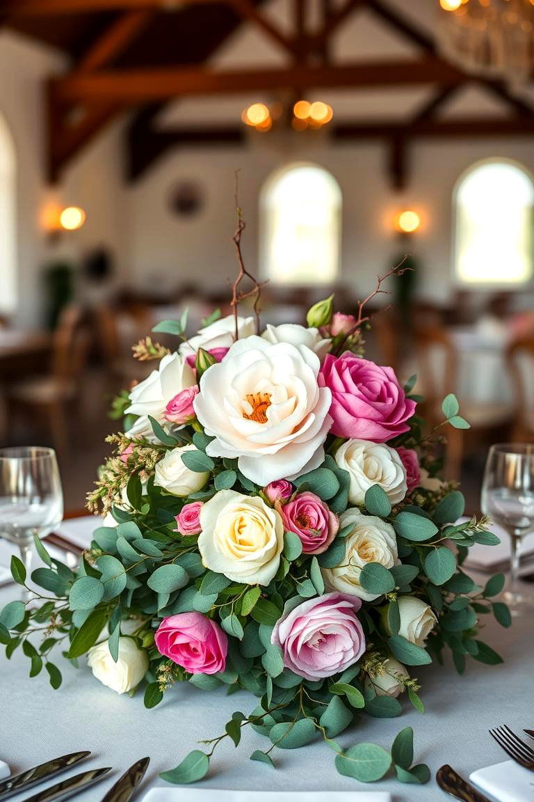 Eucalyptus Garland with Flowers - 25 Eucalyptus Wedding Centerpieces