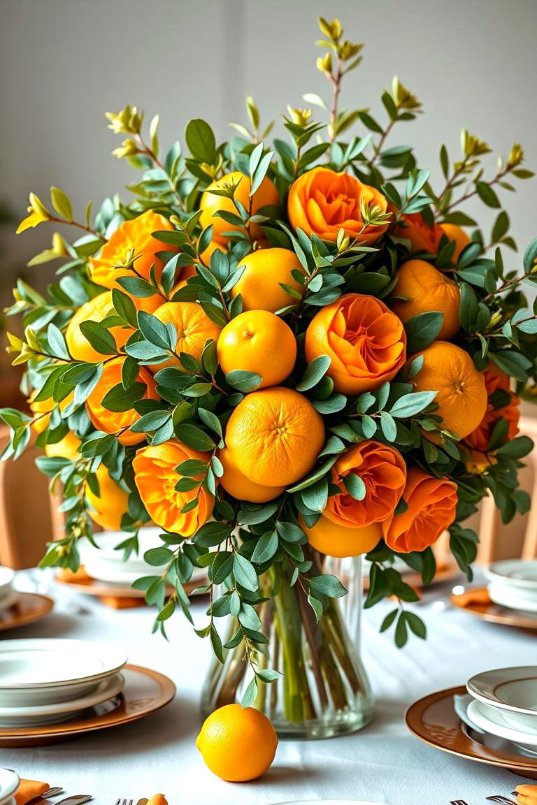 Eucalyptus and Citrus Centerpiece - 25 Eucalyptus Wedding Centerpieces
