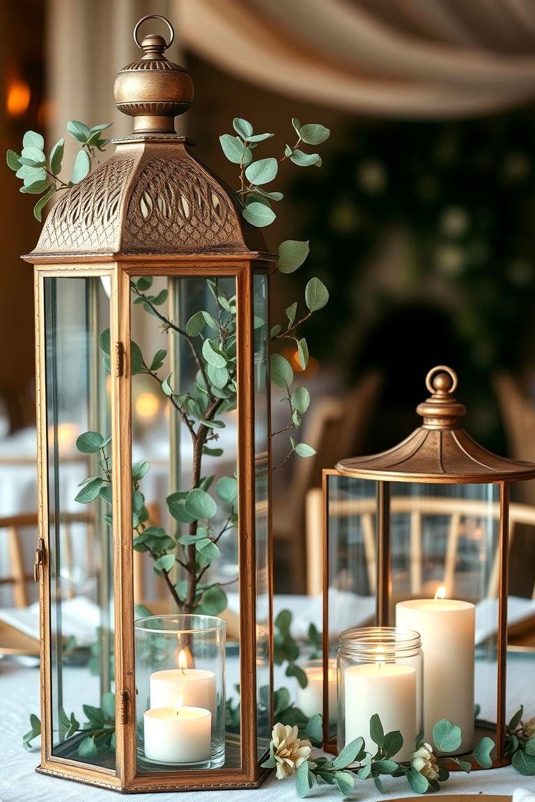 Eucalyptus in Lanterns - 25 Eucalyptus Wedding Centerpieces